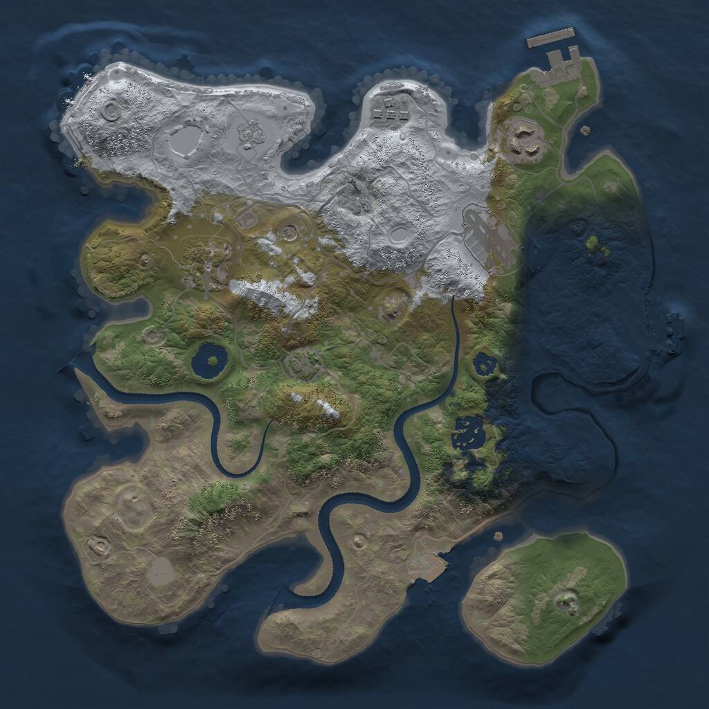 Rust Map: Procedural Map, Size: 3000, Seed: 52747, 11 Monuments