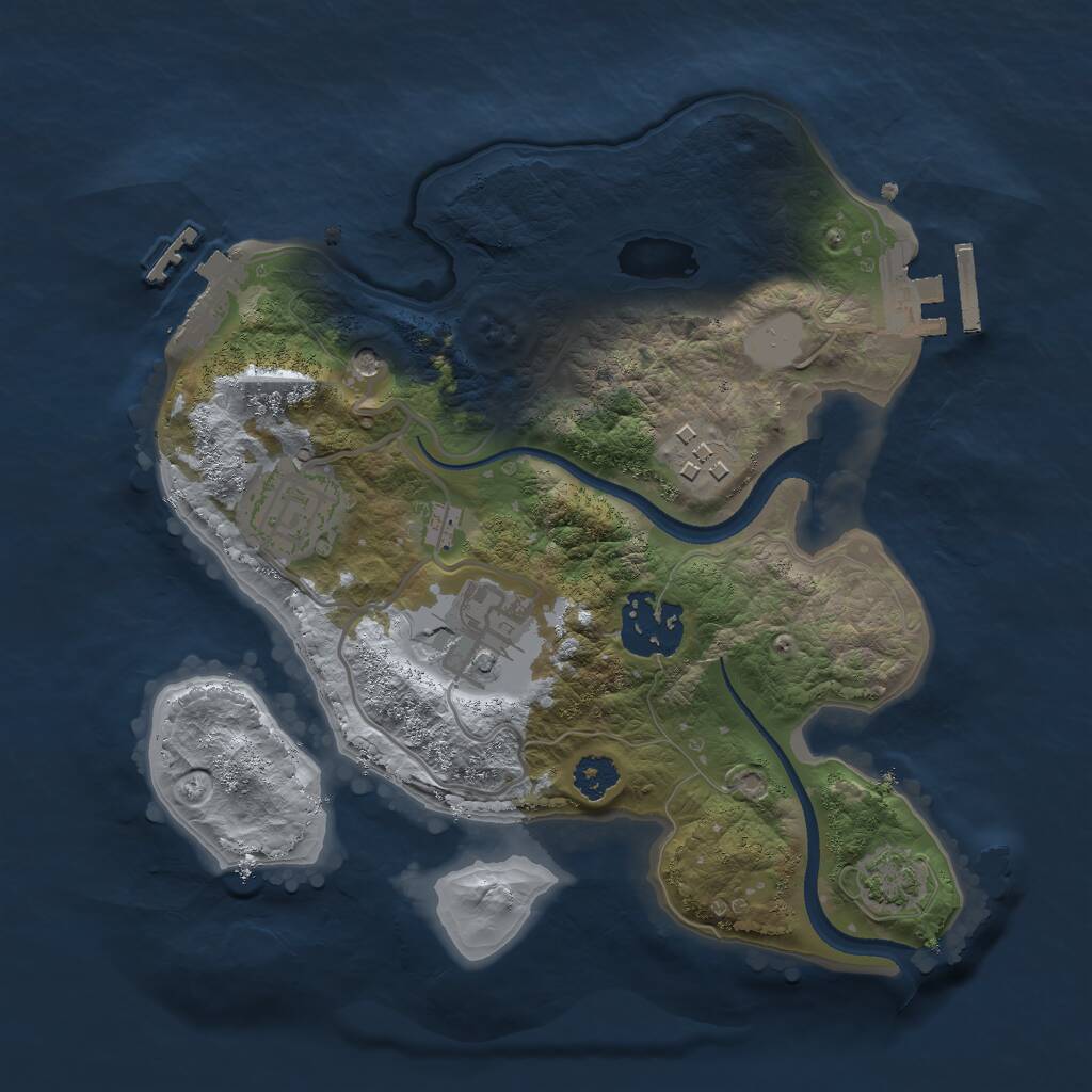 Rust Map: Procedural Map, Size: 2500, Seed: 529127456, 9 Monuments