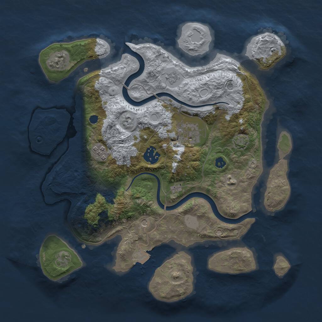 Rust Map: Procedural Map, Size: 3000, Seed: 1409589918, 7 Monuments