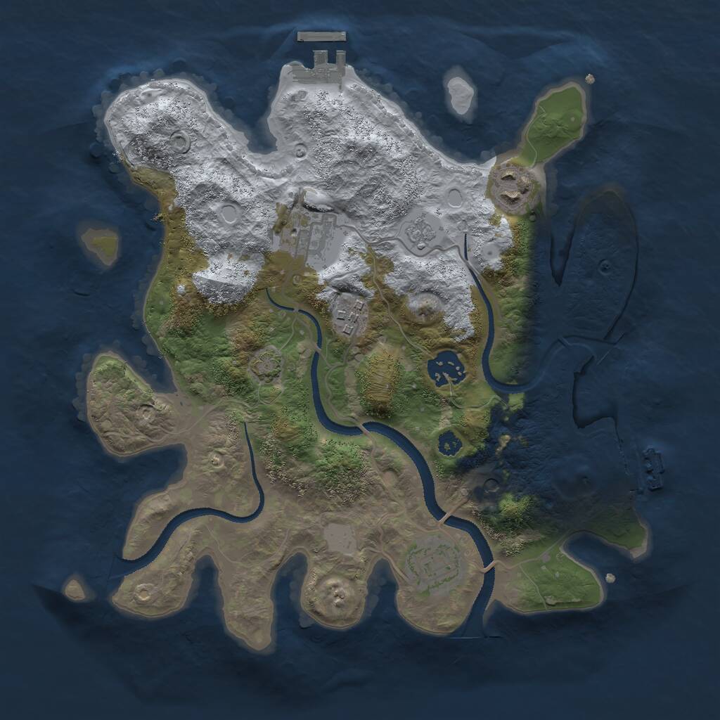 Rust Map: Procedural Map, Size: 3000, Seed: 39951, 11 Monuments