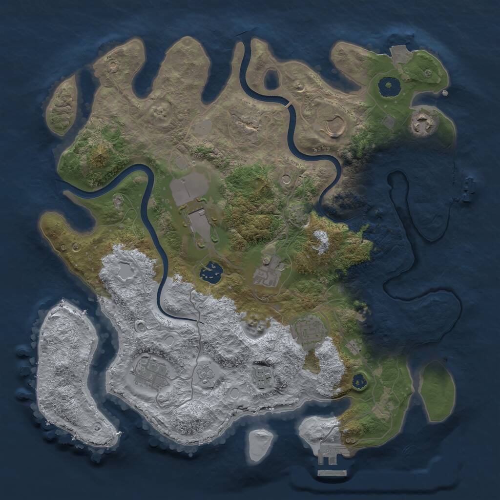 Rust Map: Procedural Map, Size: 3500, Seed: 1758540457, 14 Monuments
