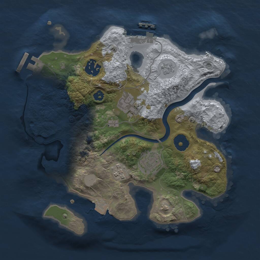 Rust Map: Procedural Map, Size: 2500, Seed: 11623, 8 Monuments