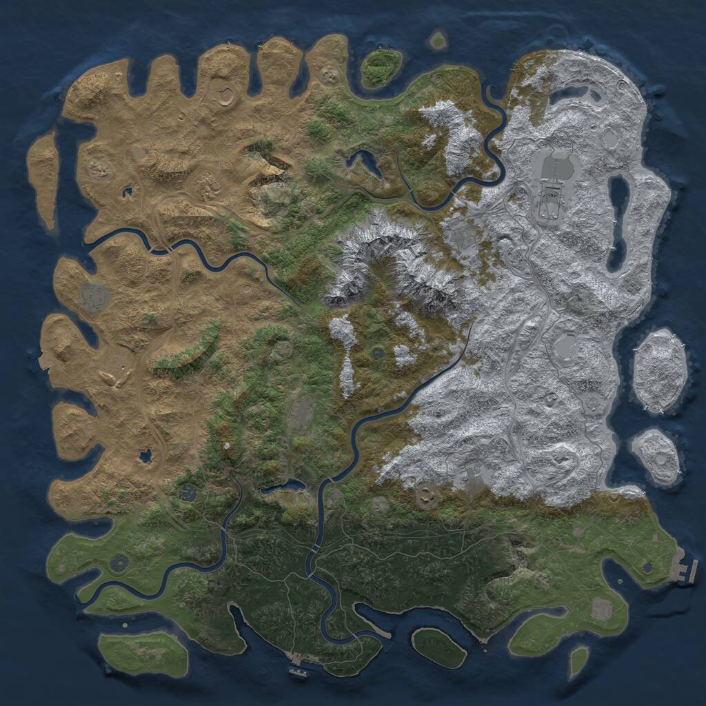 Rust Map: Procedural Map, Size: 6000, Seed: 683060815, 17 Monuments