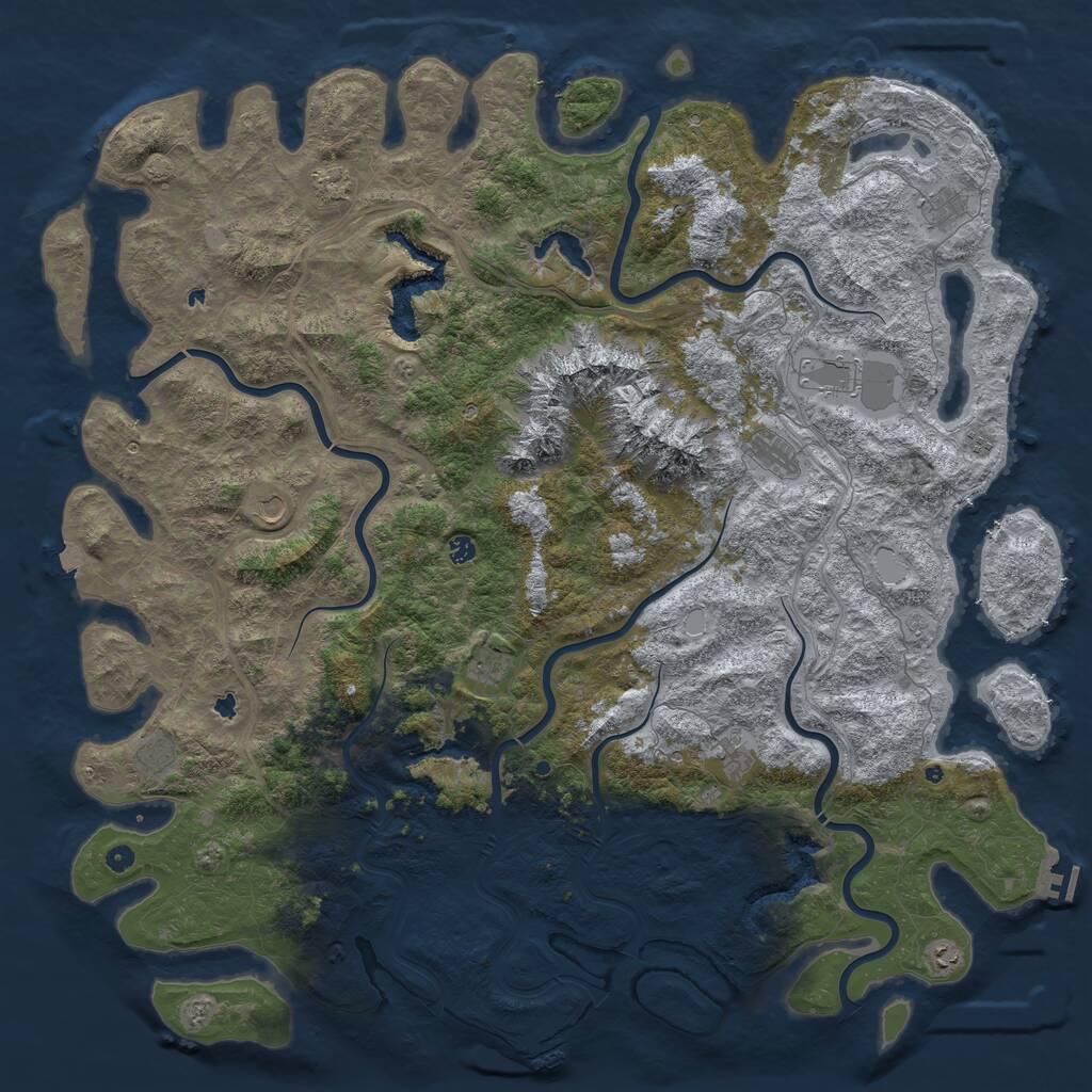 Rust Map: Procedural Map, Size: 6000, Seed: 683060815, 17 Monuments