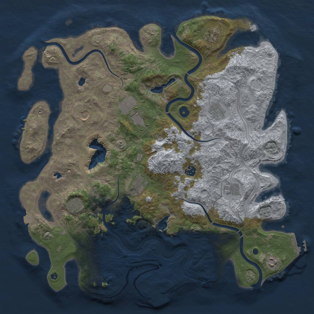 Rust Map: Procedural Map, Size: 4500, Seed: 1283633869, 16 Monuments