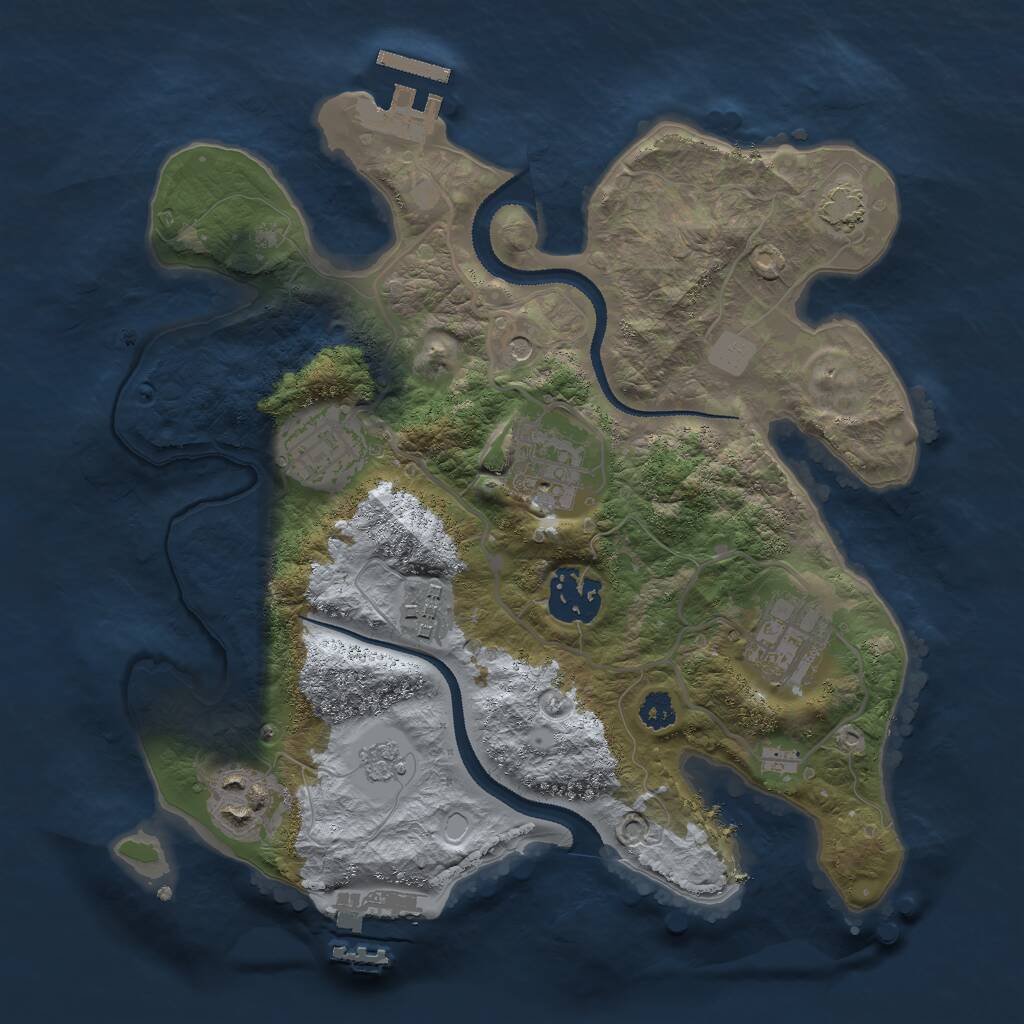 Rust Map: Procedural Map, Size: 2800, Seed: 1001413227, 12 Monuments