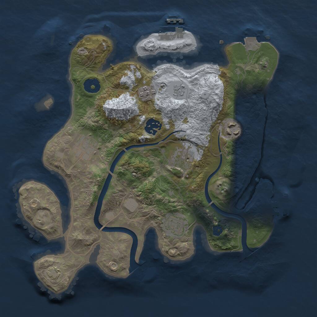 Rust Map: Procedural Map, Size: 3000, Seed: 9821347, 11 Monuments