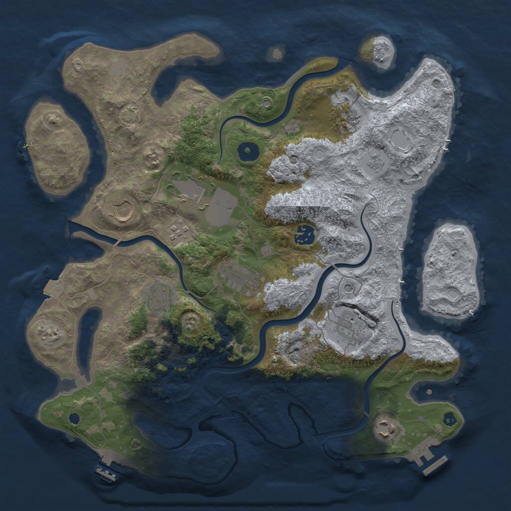 Rust Map: Procedural Map, Size: 3700, Seed: 501483684, 15 Monuments
