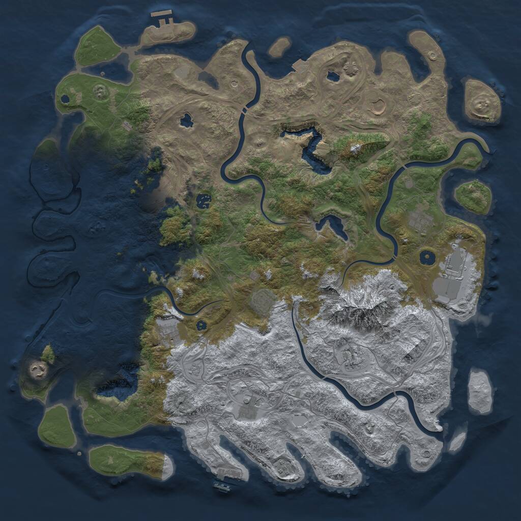 Rust Map: Procedural Map, Size: 5000, Seed: 1060732741, 17 Monuments