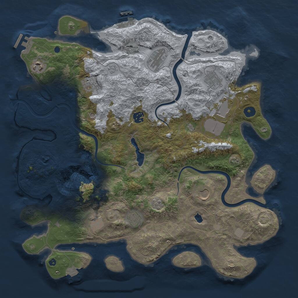 Rust Map: Procedural Map, Size: 4000, Seed: 445221573, 16 Monuments