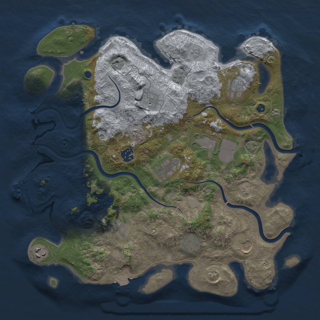 Rust Map: Procedural Map, Size: 3750, Seed: 1857342829, 15 Monuments