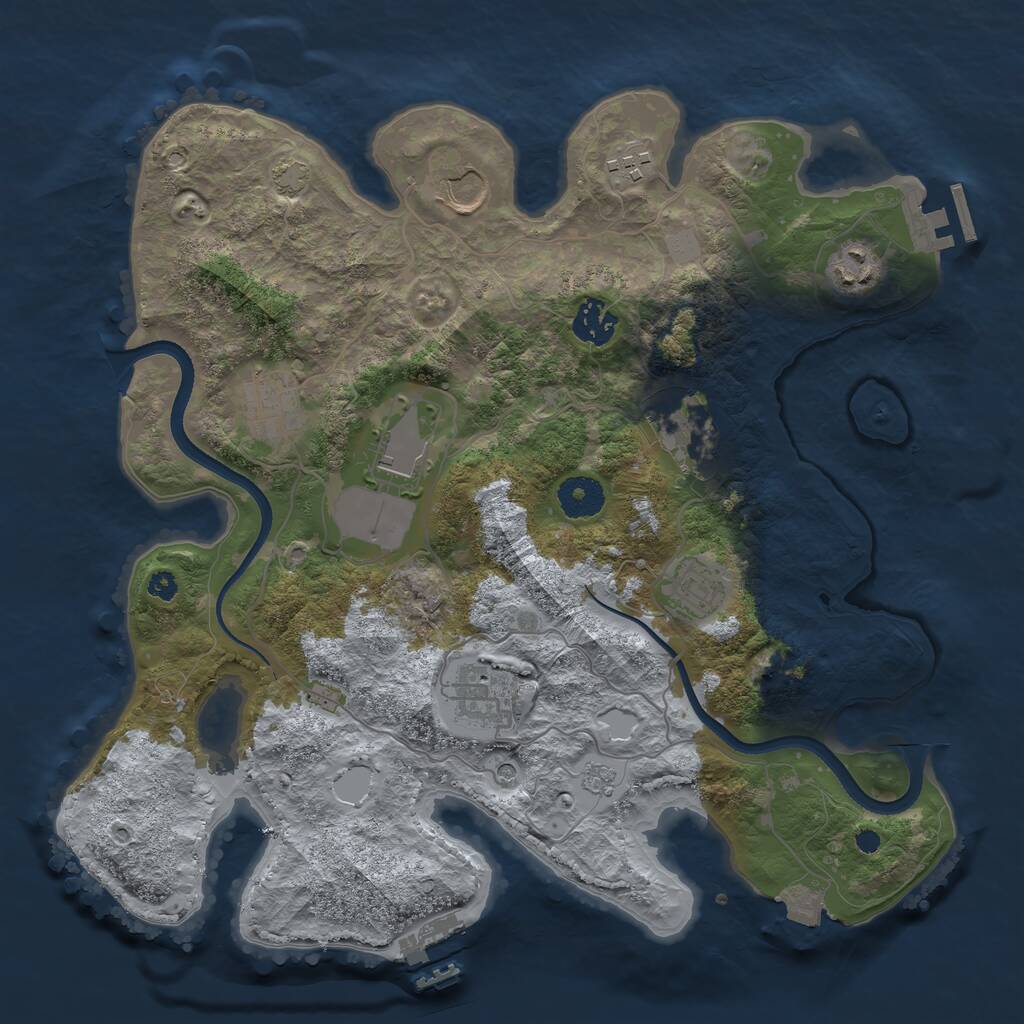 Rust Map: Procedural Map, Size: 3500, Seed: 1011609107, 15 Monuments