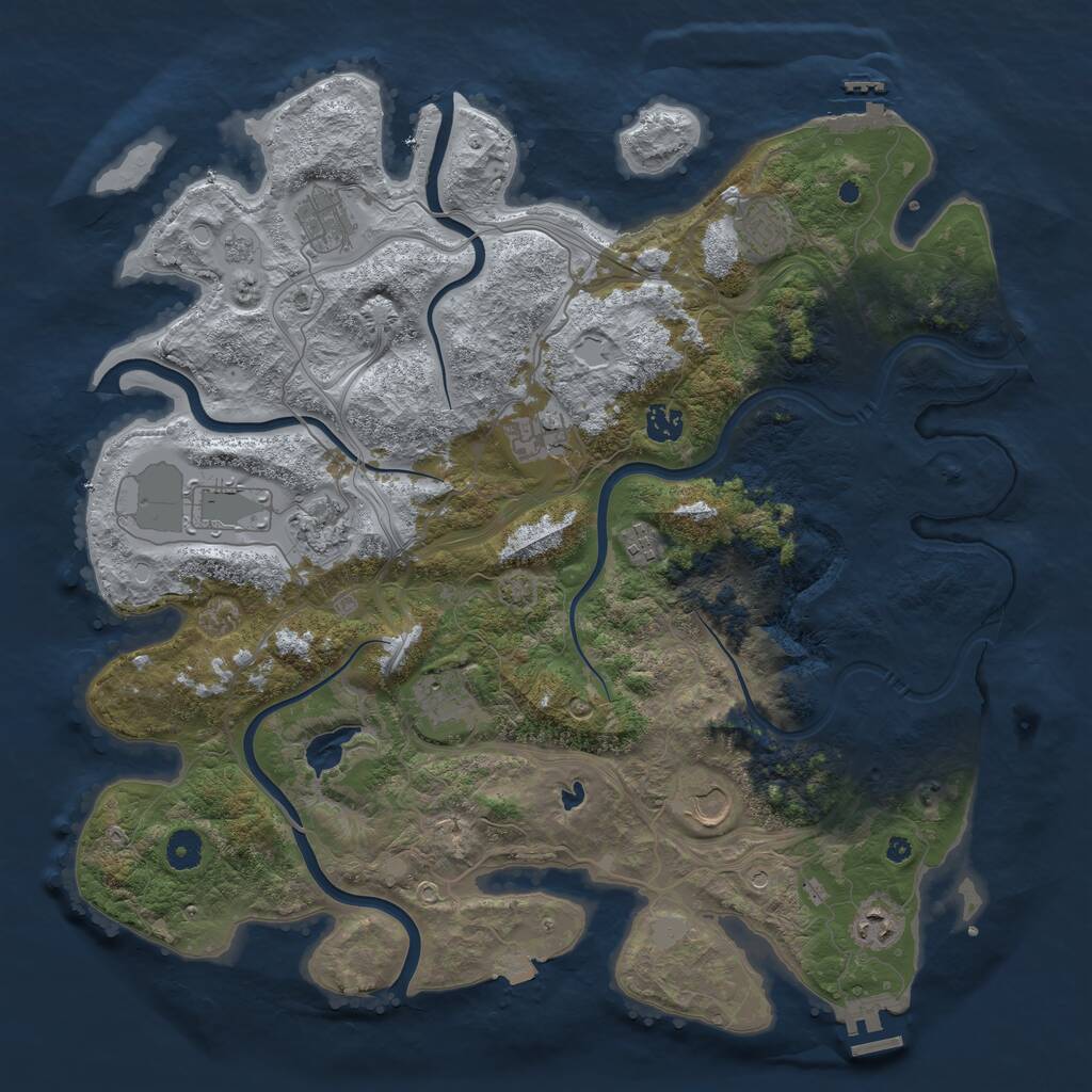 Rust Map: Procedural Map, Size: 4250, Seed: 1021447413, 16 Monuments