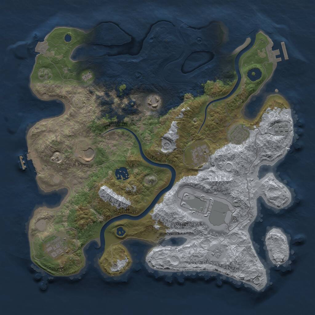 Rust Map: Procedural Map, Size: 3500, Seed: 1965217148, 14 Monuments