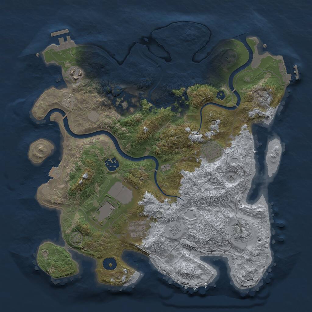 Rust Map: Procedural Map, Size: 3500, Seed: 1670390478, 14 Monuments