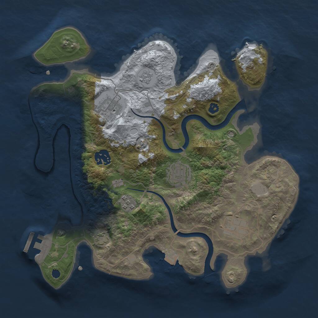 Rust Map: Procedural Map, Size: 3000, Seed: 69504786, 9 Monuments