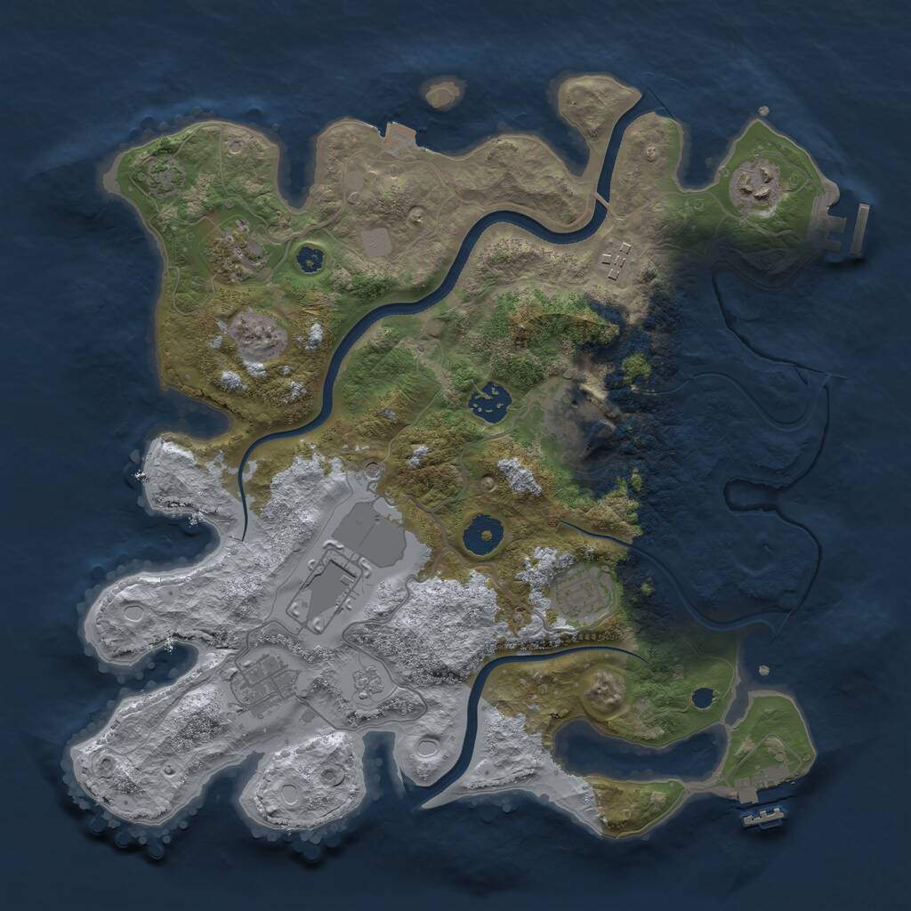 Rust Map: Procedural Map, Size: 3500, Seed: 514657688, 14 Monuments