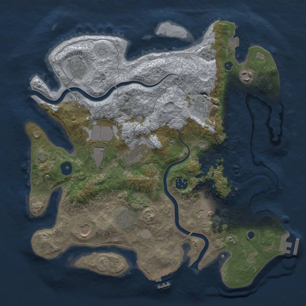 Rust Map: Procedural Map, Size: 3650, Seed: 1625605340, 16 Monuments