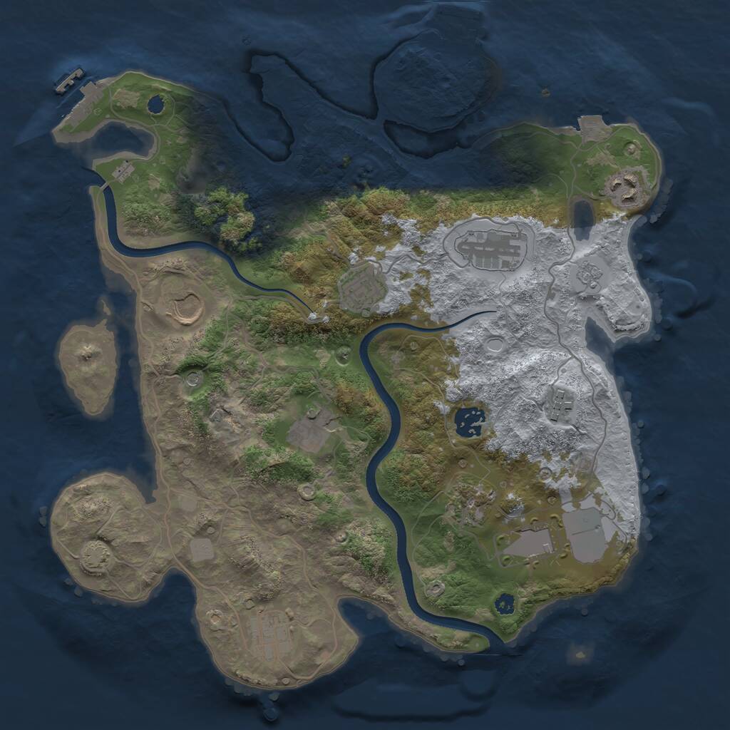 Rust Map: Procedural Map, Size: 3500, Seed: 384649676, 16 Monuments