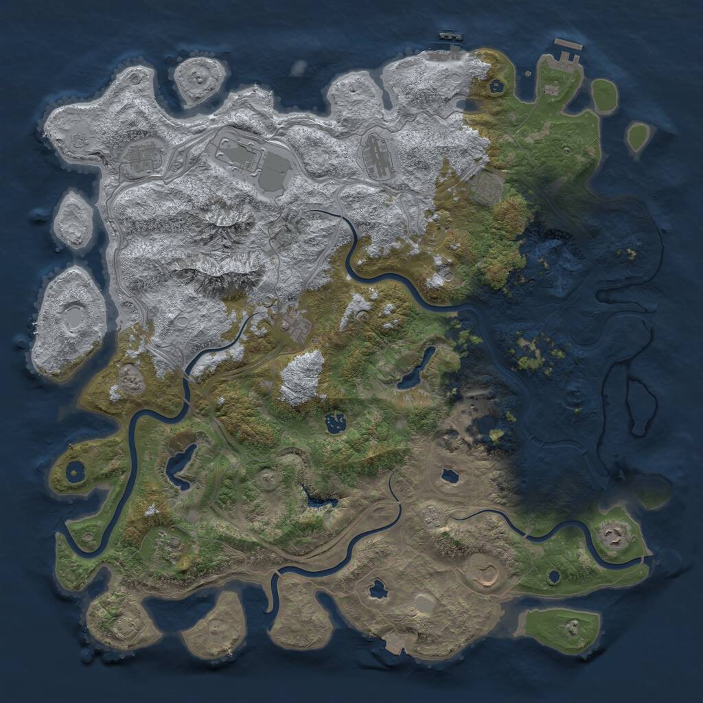 Rust Map: Procedural Map, Size: 5000, Seed: 727789601, 17 Monuments