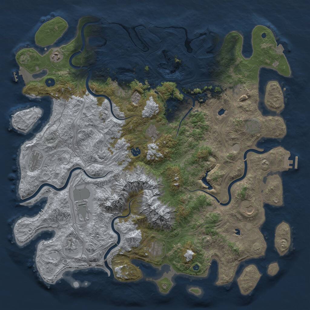 Rust Map: Procedural Map, Size: 5000, Seed: 940493057, 17 Monuments