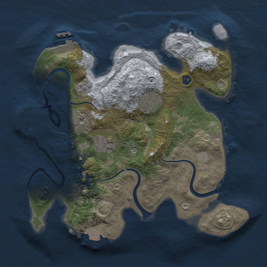 Rust Map: Procedural Map, Size: 2800, Seed: 1319476367, 8 Monuments