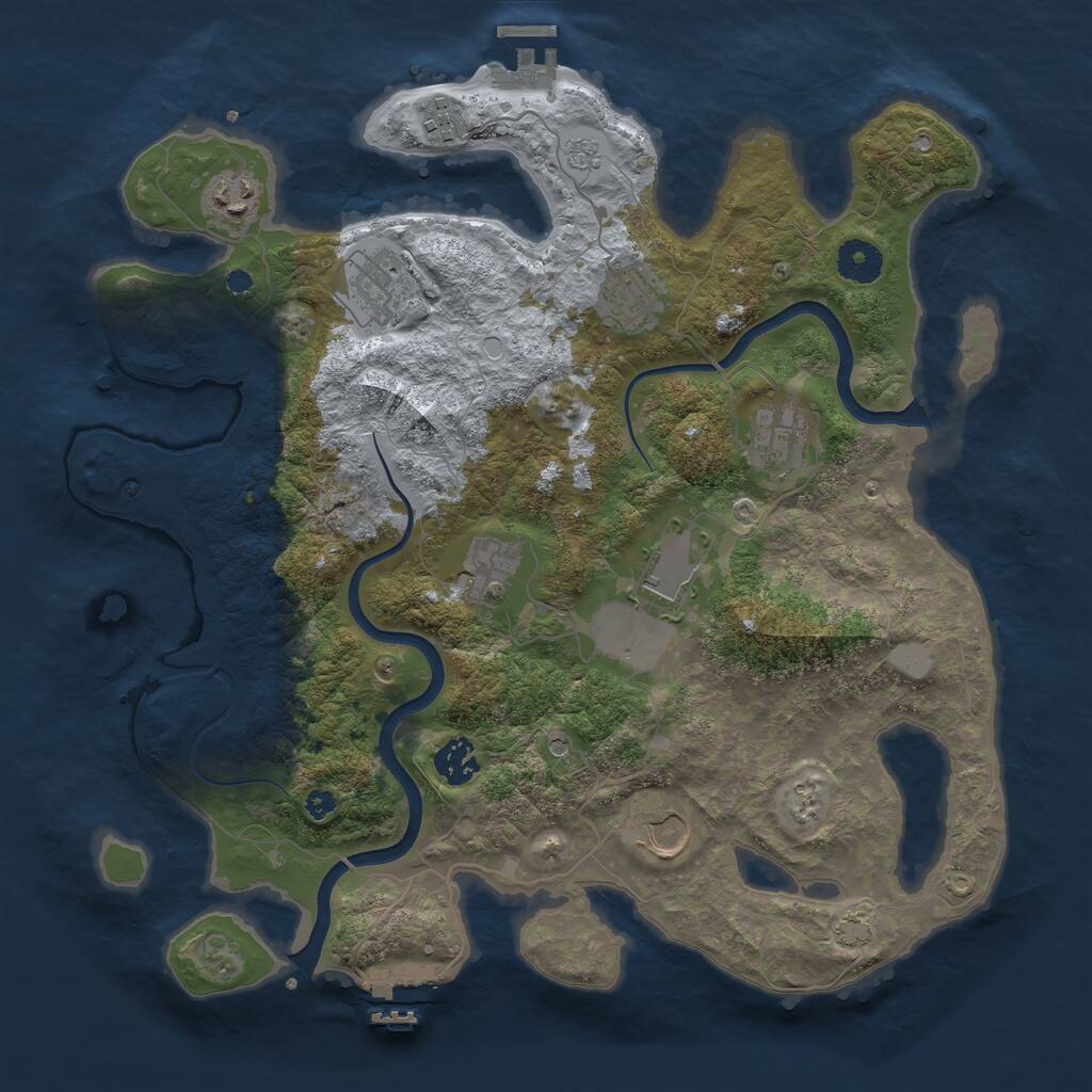 Rust Map: Procedural Map, Size: 3700, Seed: 936627891, 15 Monuments