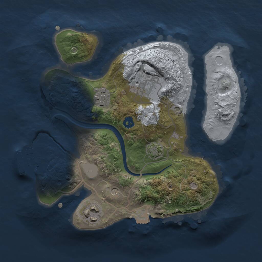 Rust Map: Procedural Map, Size: 2250, Seed: 2107879679, 7 Monuments