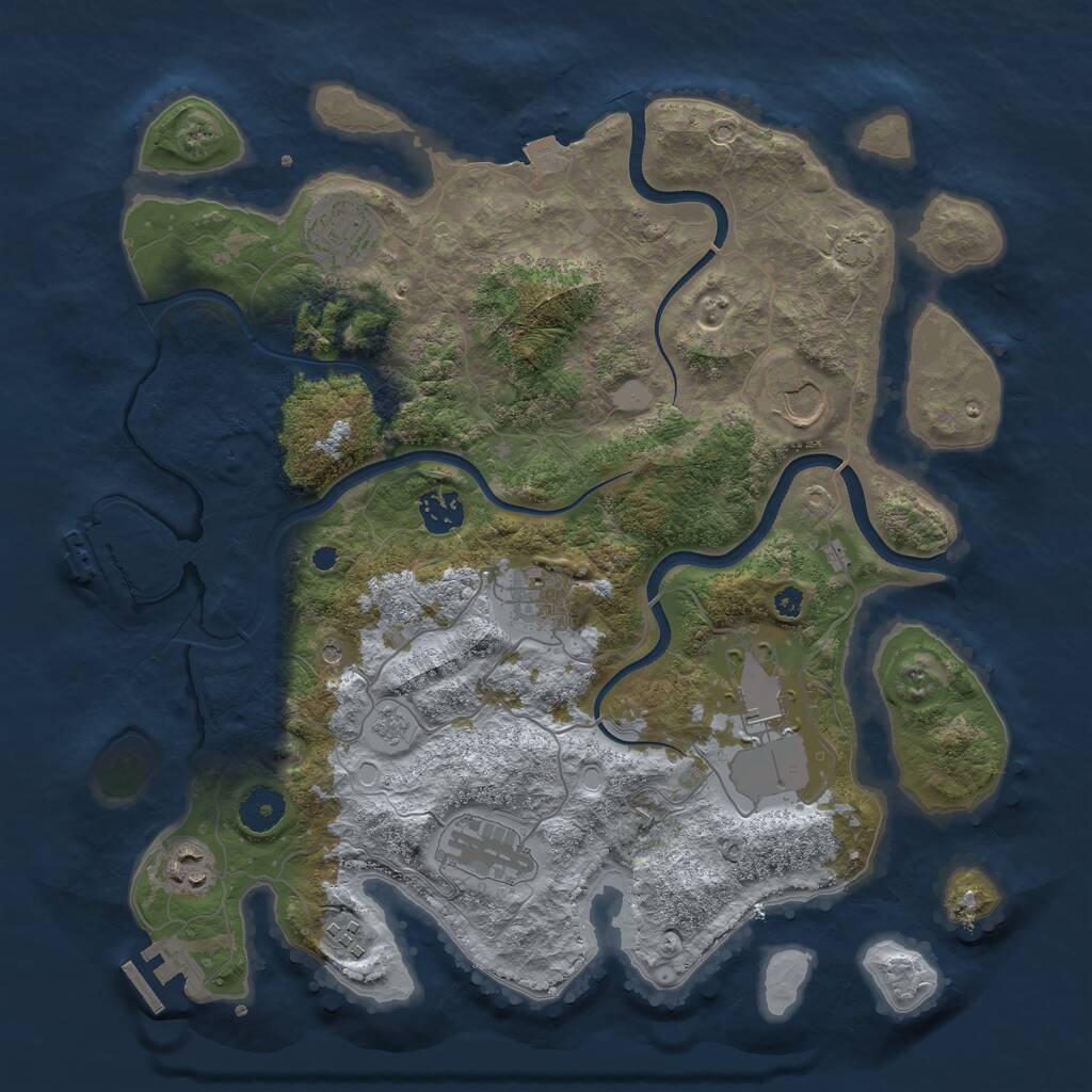 Rust Map: Procedural Map, Size: 3700, Seed: 666357356, 14 Monuments