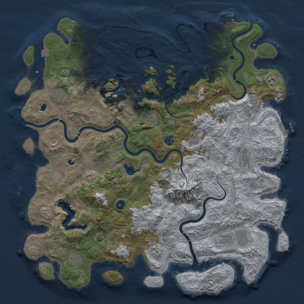 Rust Map: Procedural Map, Size: 5000, Seed: 137338091, 17 Monuments