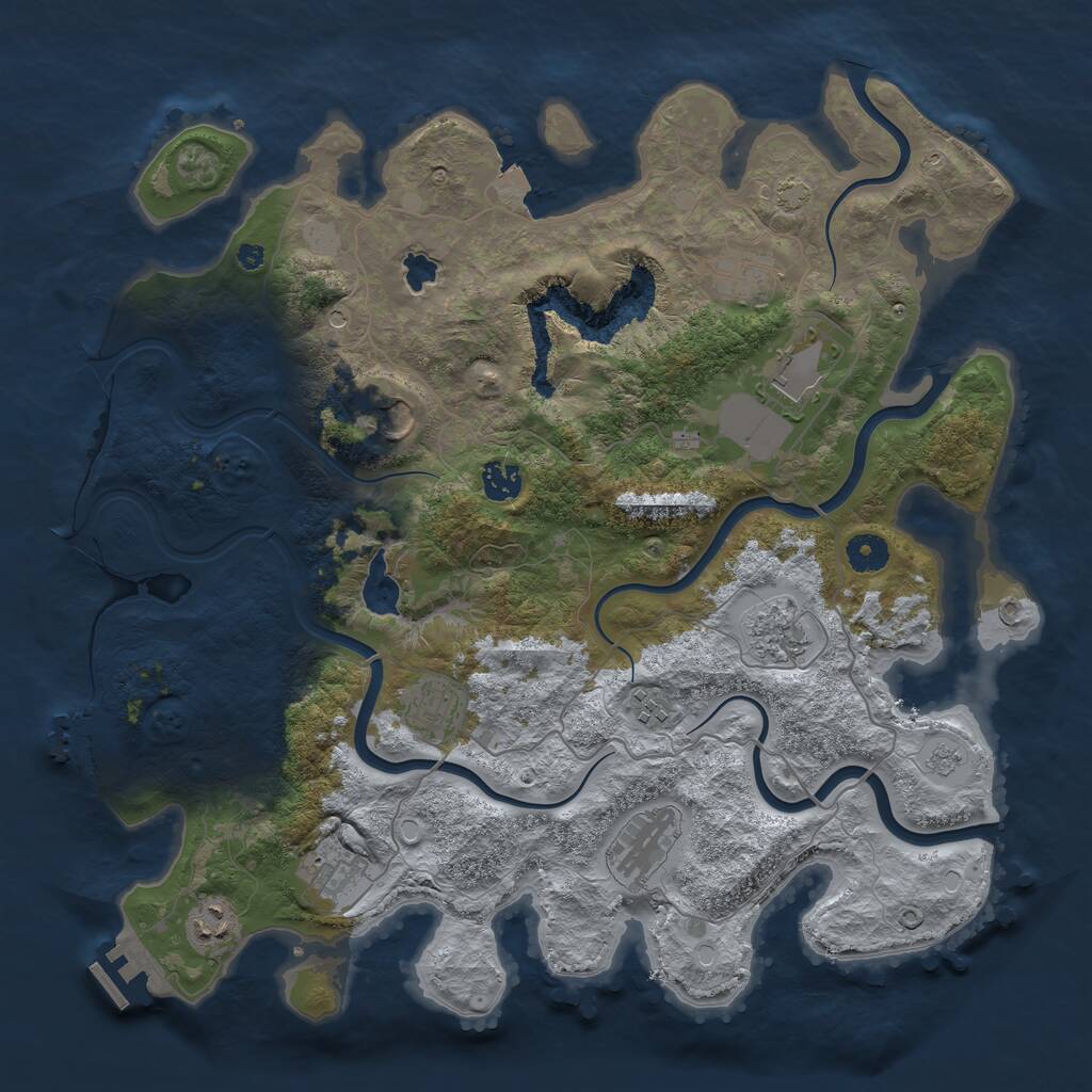 Rust Map: Procedural Map, Size: 4050, Seed: 1722520866, 16 Monuments