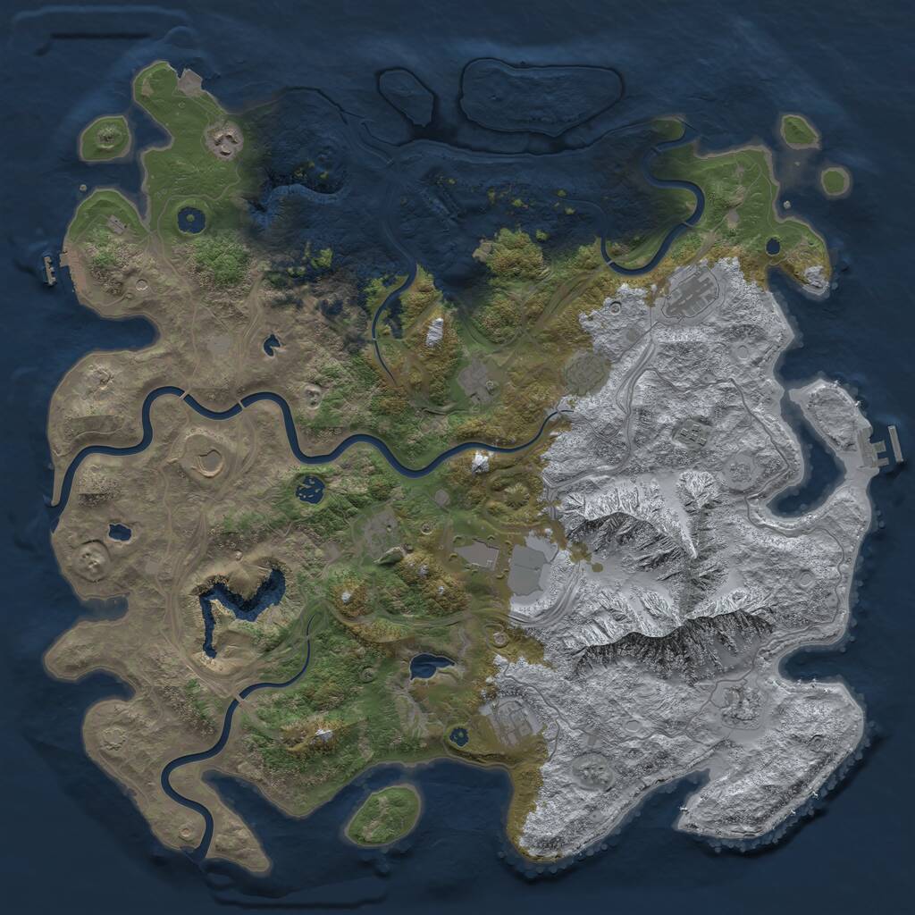 Rust Map: Procedural Map, Size: 5000, Seed: 1277672137, 17 Monuments