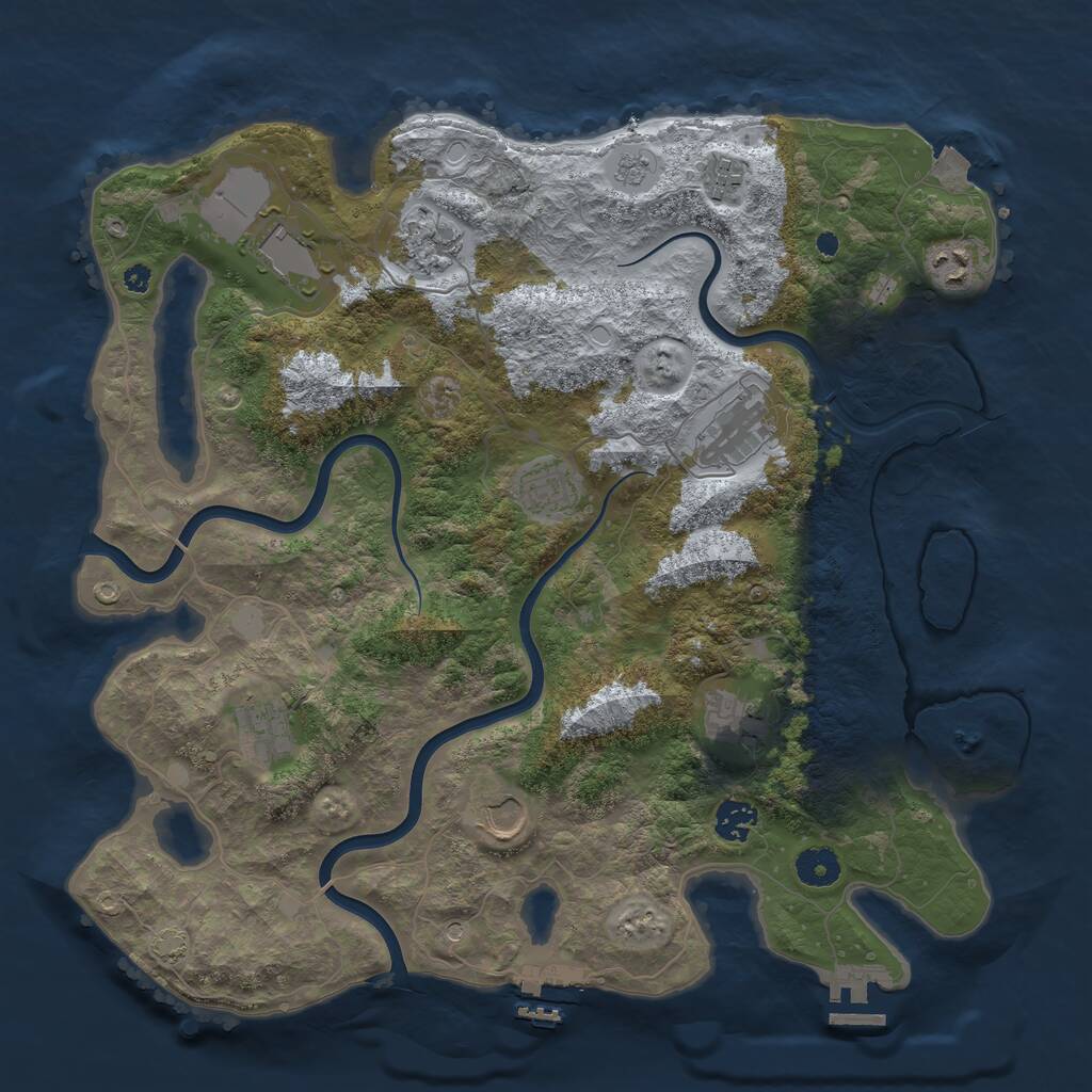 Rust Map: Procedural Map, Size: 3900, Seed: 591466405, 16 Monuments