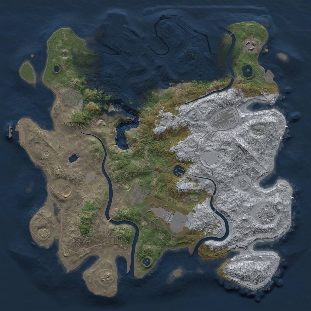 Rust Map: Procedural Map, Size: 4000, Seed: 847392651, 15 Monuments