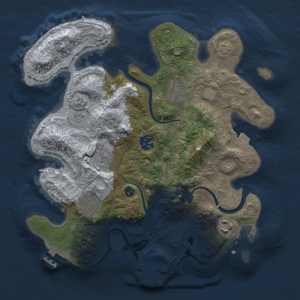 Rust Map: Procedural Map, Size: 3000, Seed: 29235, 12 Monuments