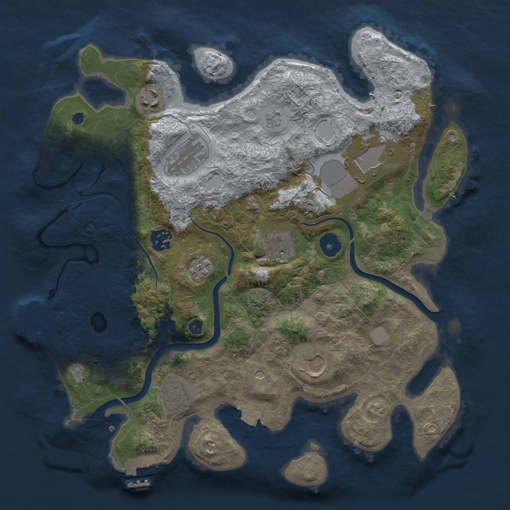 Rust Map: Procedural Map, Size: 3500, Seed: 137759289, 14 Monuments