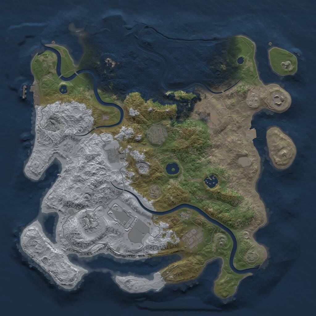 Rust Map: Procedural Map, Size: 3750, Seed: 1358086223, 15 Monuments