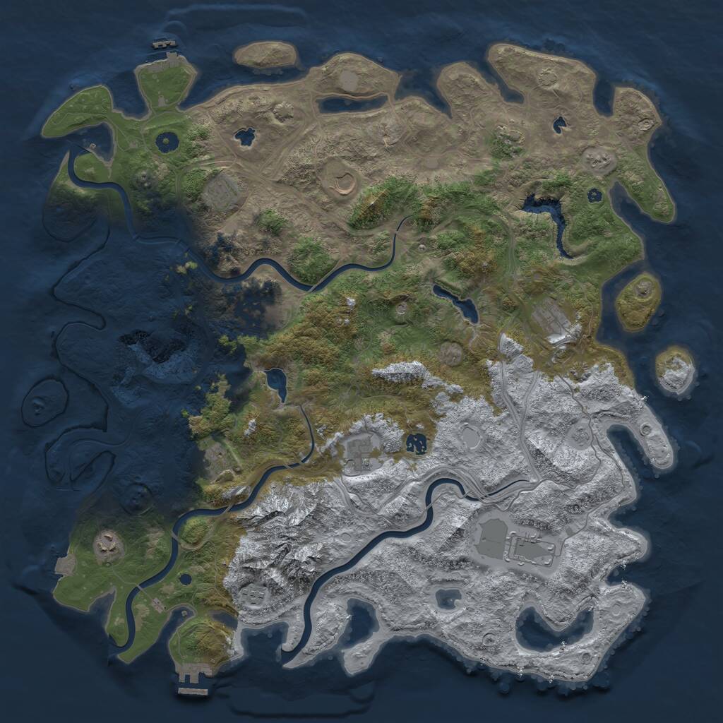 Rust Map: Procedural Map, Size: 5000, Seed: 1165721382, 17 Monuments