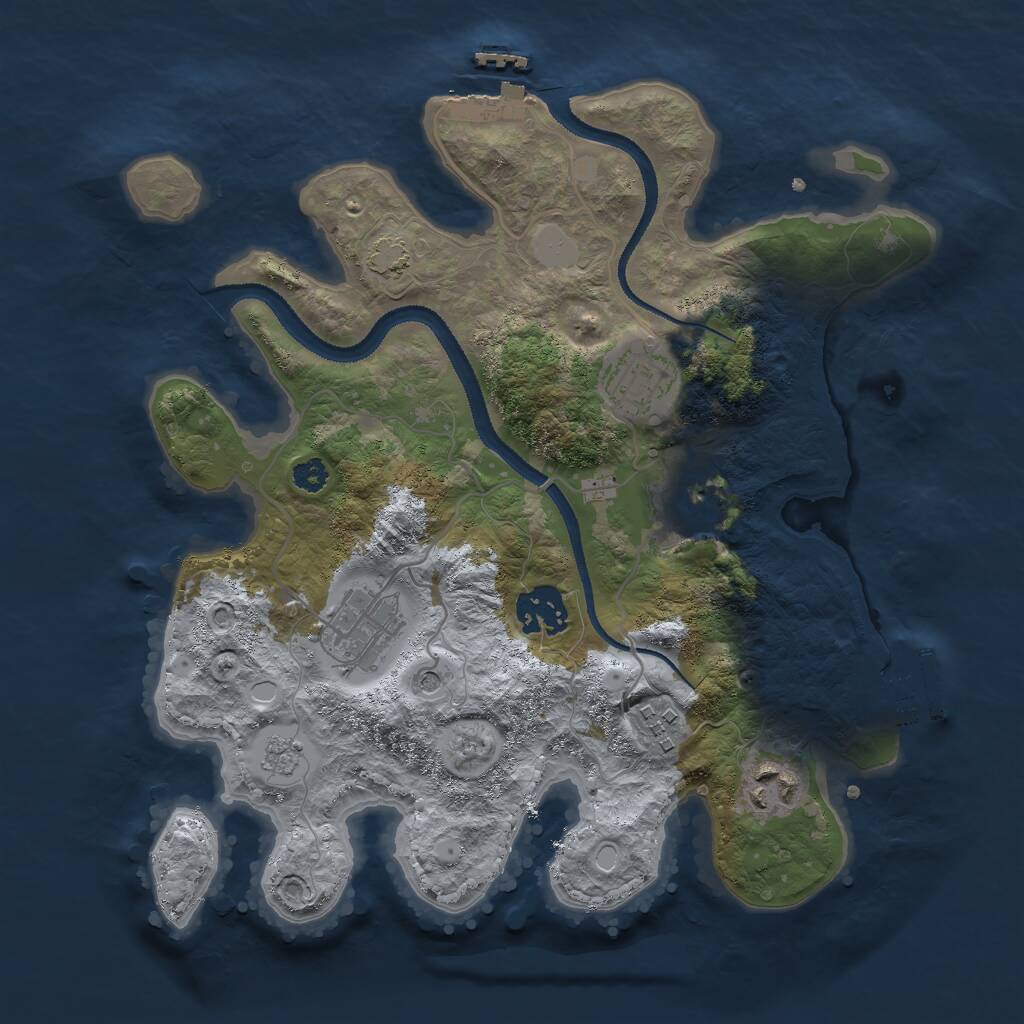 Rust Map: Procedural Map, Size: 3000, Seed: 1322582586, 12 Monuments