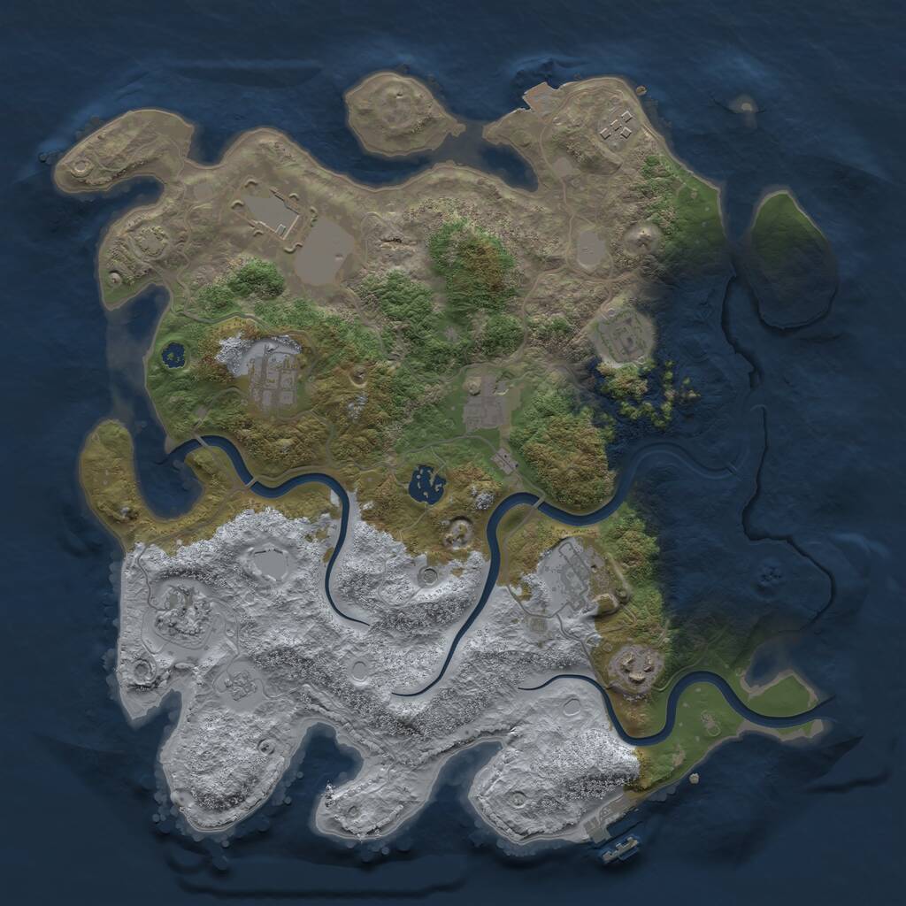 Rust Map: Procedural Map, Size: 3700, Seed: 296835632, 14 Monuments