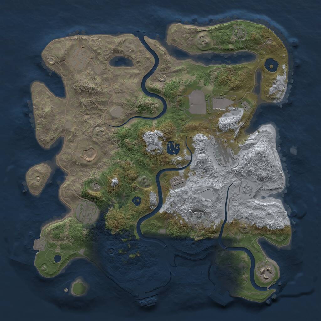 Rust Map: Procedural Map, Size: 3500, Seed: 742068463, 14 Monuments