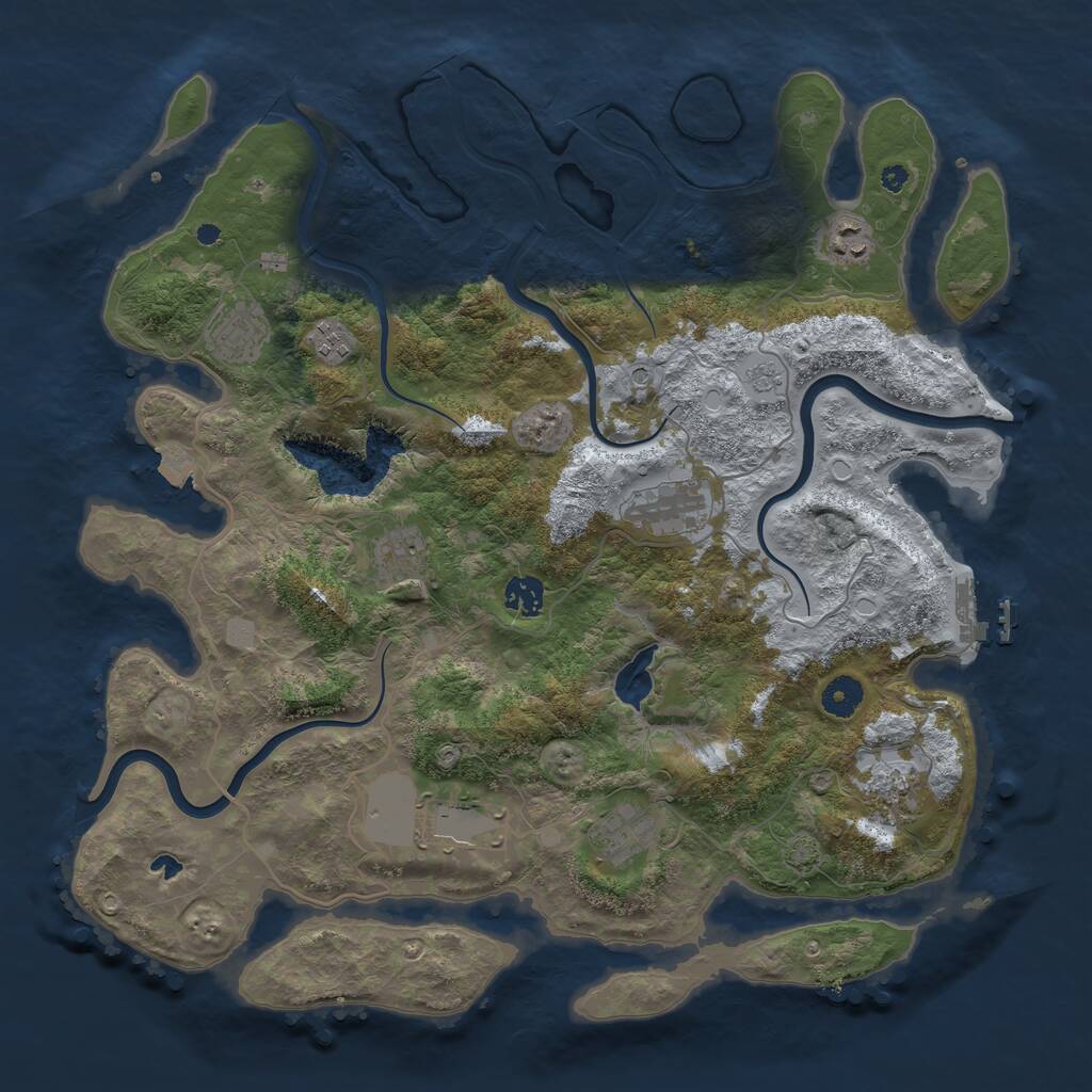 Rust Map: Procedural Map, Size: 4050, Seed: 236865165, 14 Monuments