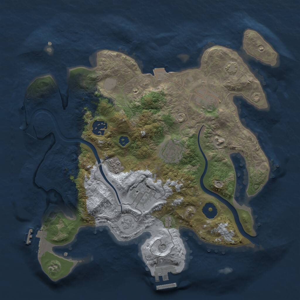 Rust Map: Procedural Map, Size: 3000, Seed: 7328014, 11 Monuments