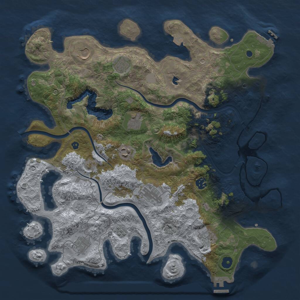 Rust Map: Procedural Map, Size: 4000, Seed: 1393794668, 15 Monuments