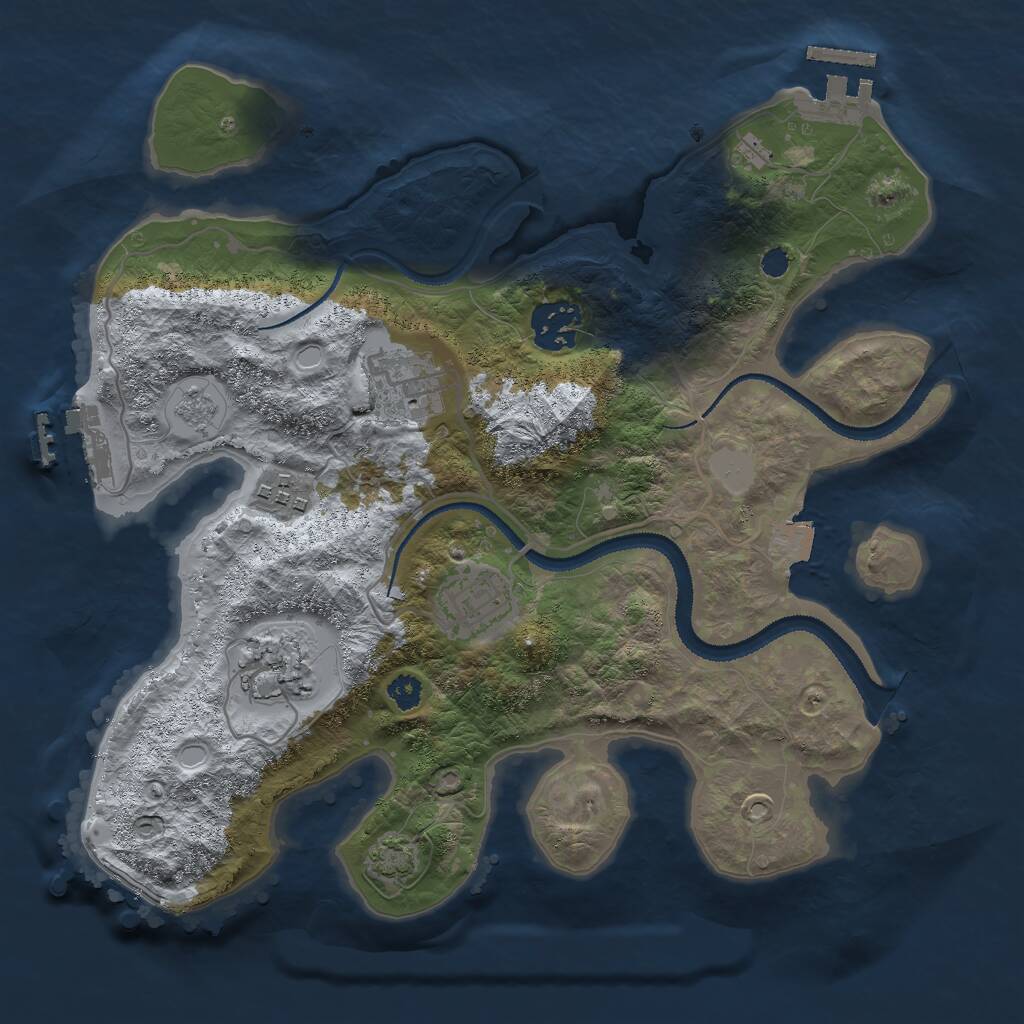 Rust Map: Procedural Map, Size: 3000, Seed: 1339397499, 10 Monuments