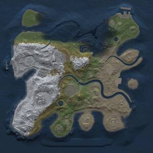 Thumbnail Rust Map: Procedural Map, Size: 3000, Seed: 1339397499, 10 Monuments
