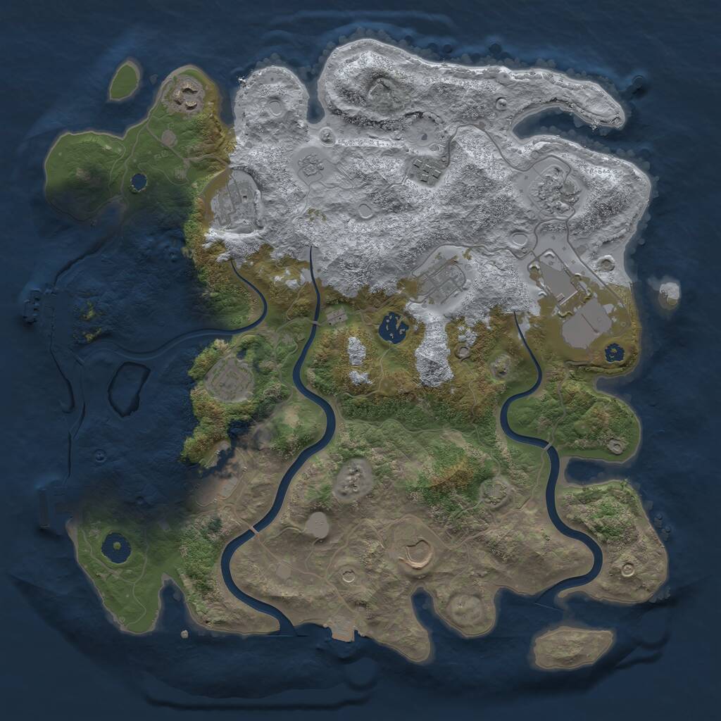 Rust Map: Procedural Map, Size: 3750, Seed: 70771470, 16 Monuments