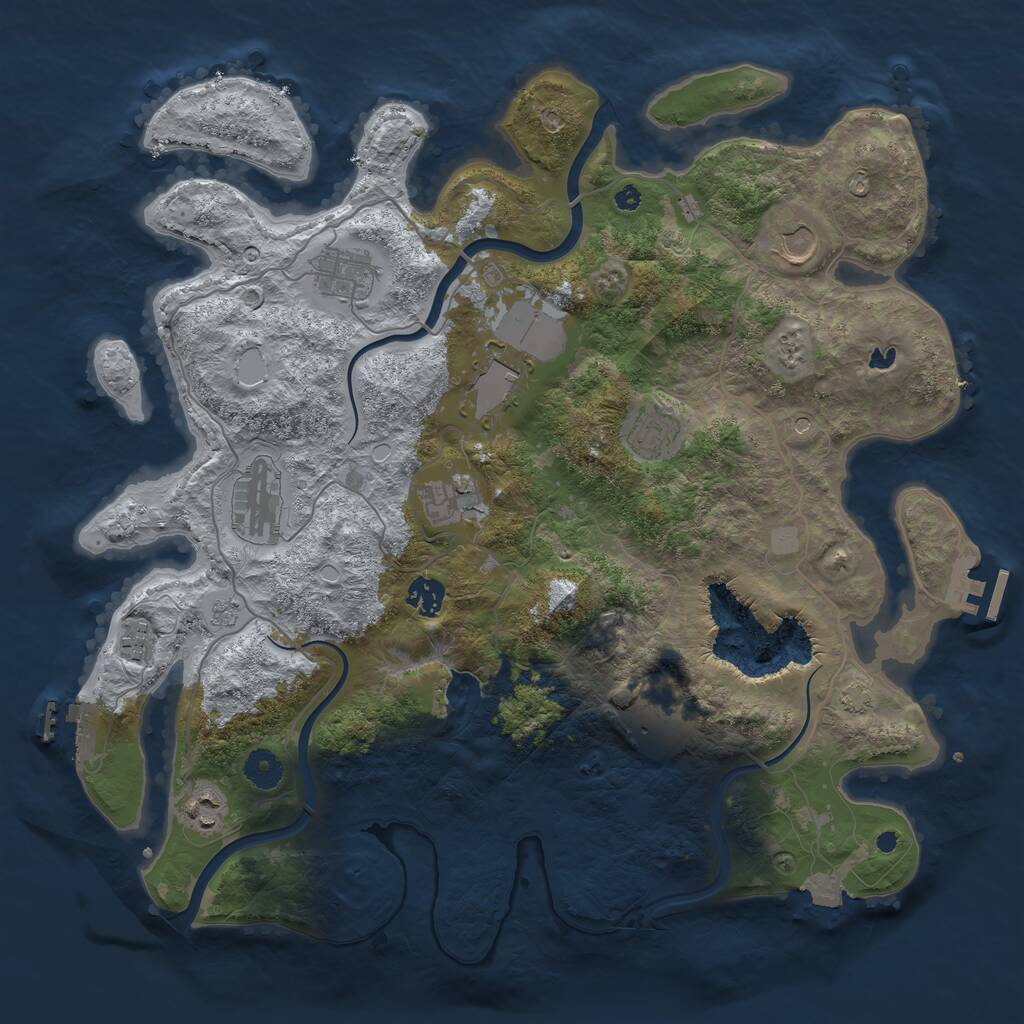 Rust Map: Procedural Map, Size: 4000, Seed: 748197375, 16 Monuments