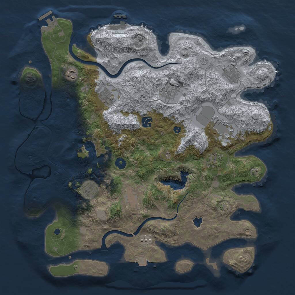 Rust Map: Procedural Map, Size: 4000, Seed: 1805202415, 16 Monuments