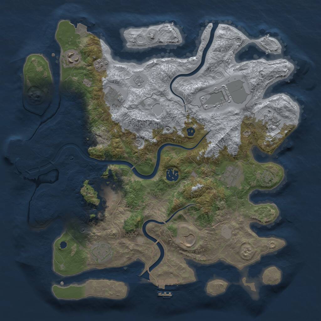 Rust Map: Procedural Map, Size: 3700, Seed: 1805202415, 16 Monuments